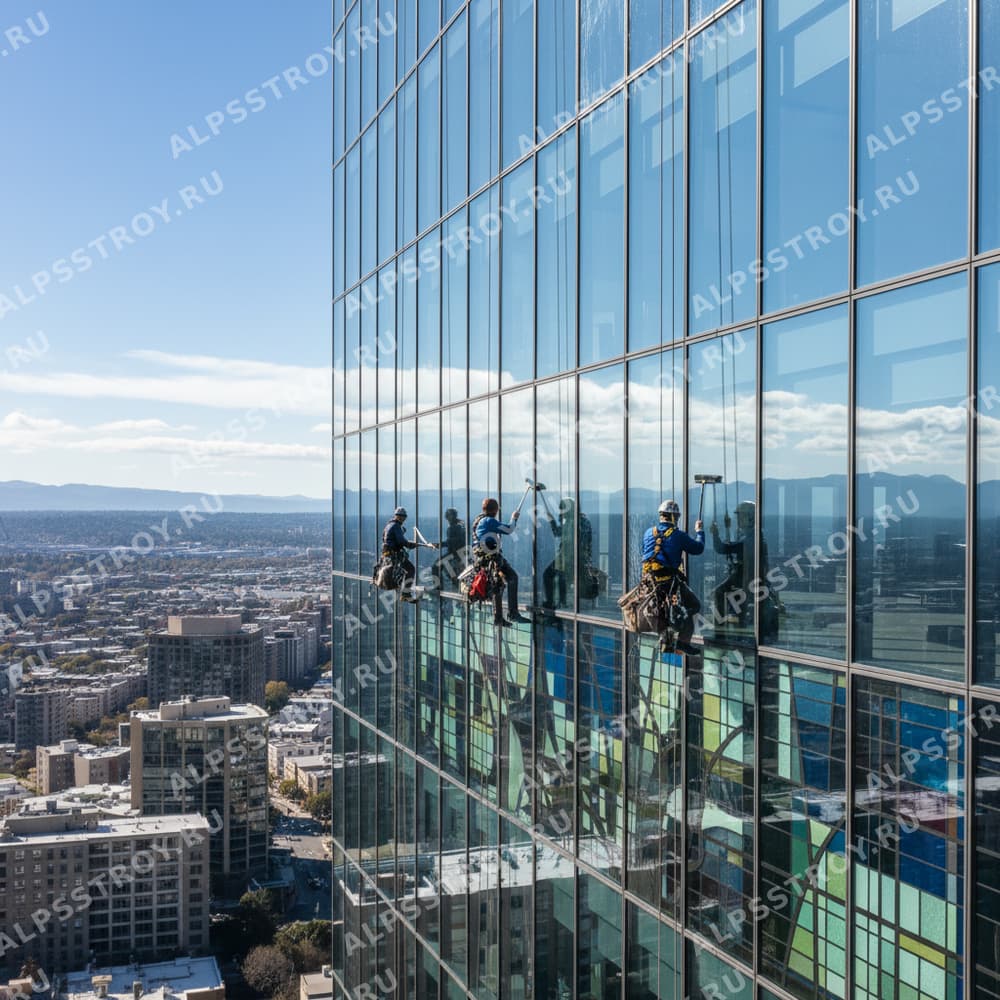 Мойка панорамных и витражных окон