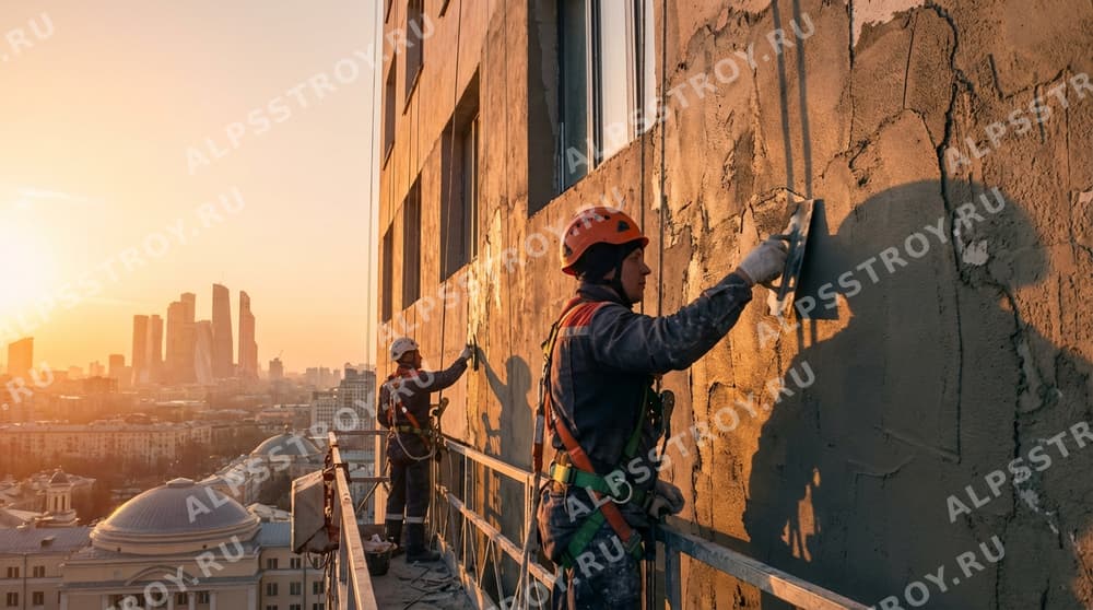 Оштукатуривание фасадных поверхностей