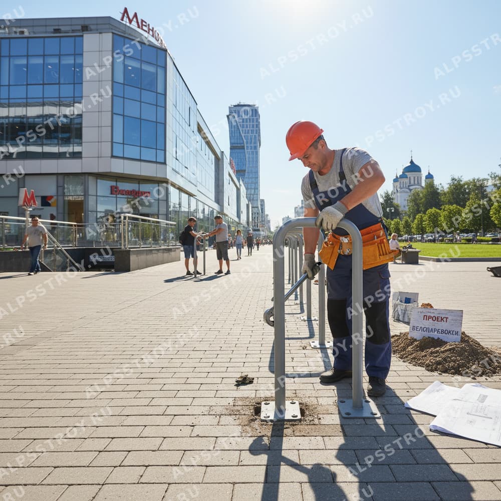 Монтаж велосипедных парковок