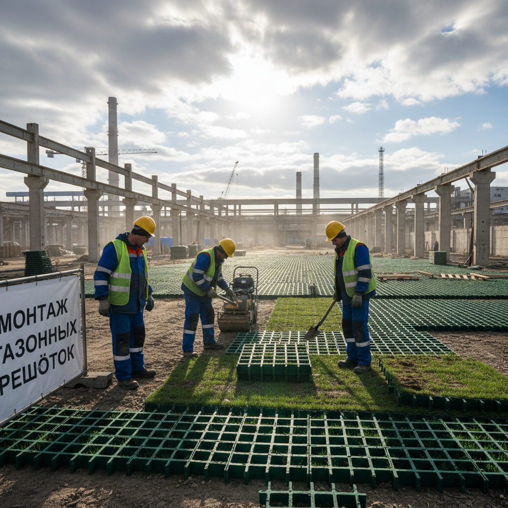 Монтаж газонных решёток