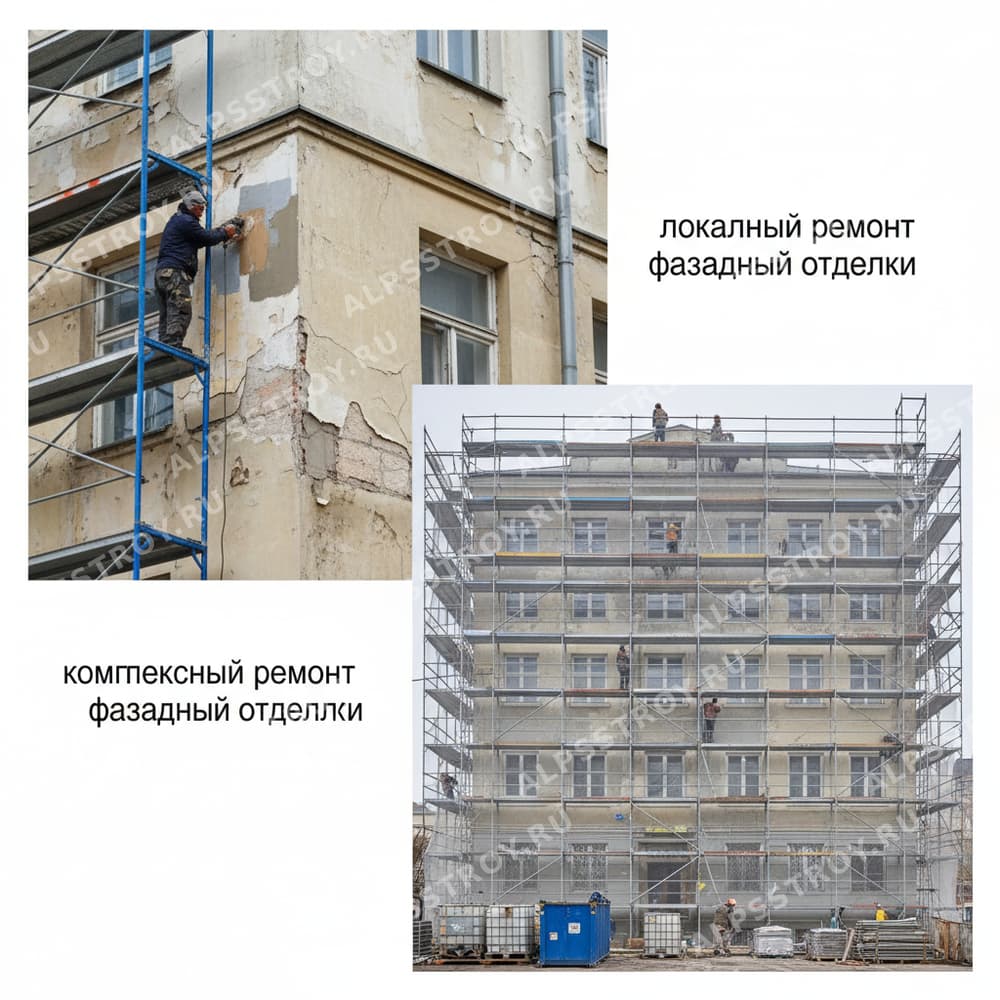 Локальный и комплексный ремонт фасадной отделки