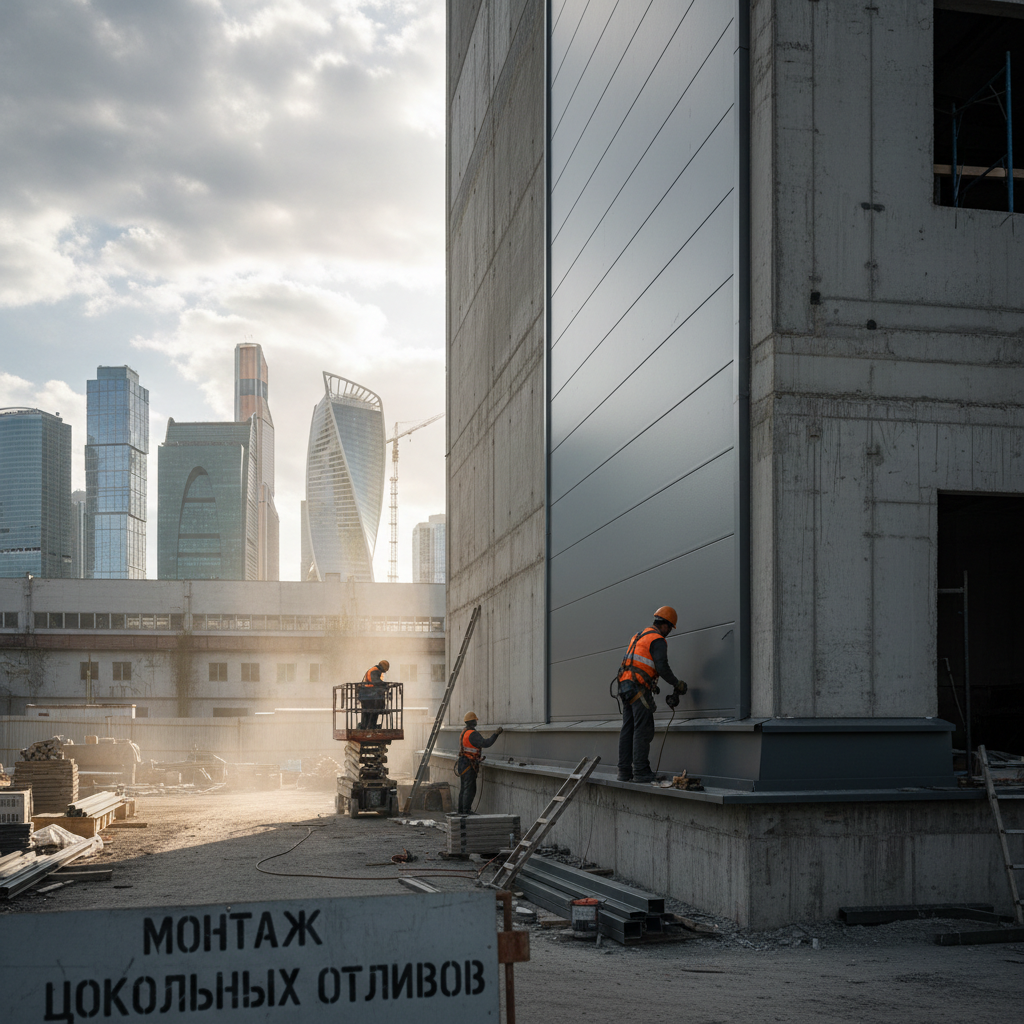 Монтаж цокольных отливов