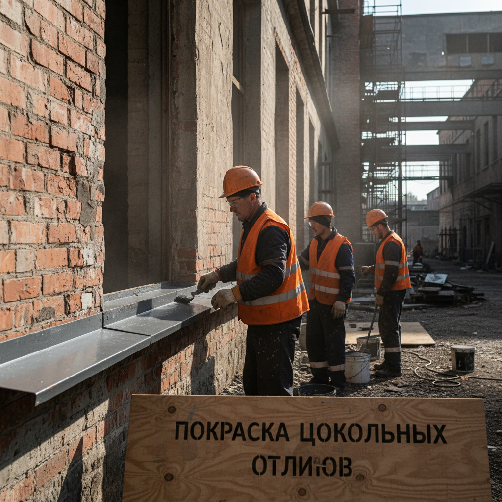 Покраска цокольных отливов